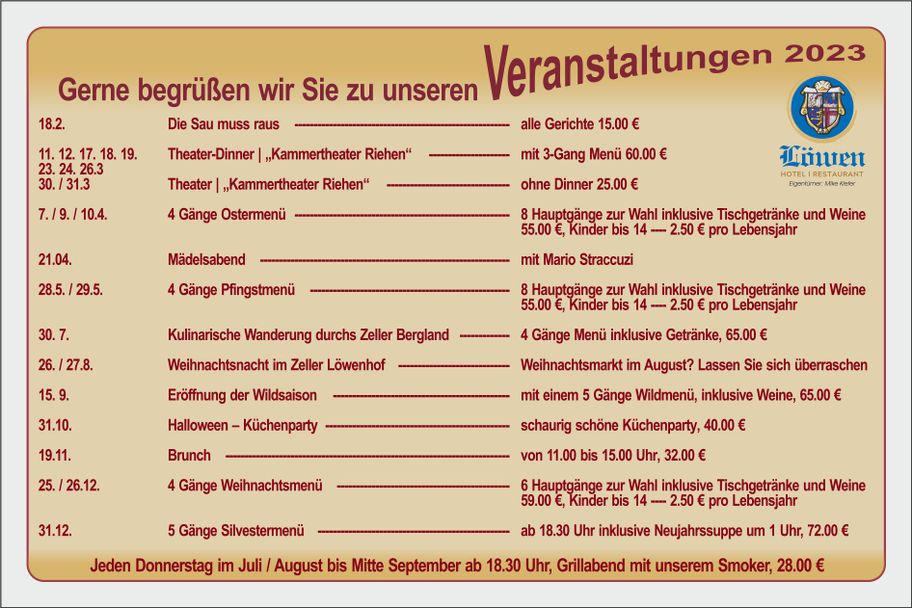 Veranstaltungskalender 2023